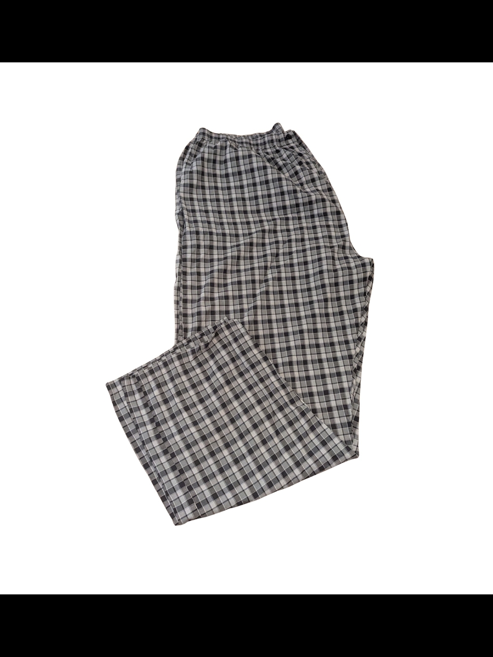 EUC Hanes Mens 2XL Gray Plaid Pull On Pajama Lounge Pants Lightweight
